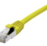 Exertis Connect Patchkabel Cat. 6A, S/FTP (PiMF), halogenfrei, mit Rastnasenschutz, gelb, 0,15 m