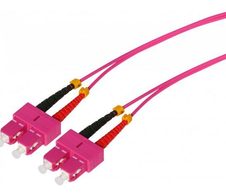 Tecline LWL Patchkabel HD, 50/125 µm, Multimode, OM4-Faser, SC Duplex Stecker/Stecker, erikaviolett, 0,5 m