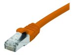 Exertis Connect Patchkabel Cat. 6A, S/FTP (PiMF), halogenfrei, mit Rastnasenschutz, orange, 0,3 m