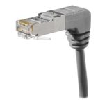 Exertis Connect Patchkabel Cat. 6A, S/FTP (PiMF), beidseitig abgewinkelt, grau, 0,7 m