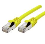 Exertis Connect Patchkabel Cat. 6A, S/FTP (PiMF), halogenfrei, mit Rastnasenschutz, gelb, 0,3 m