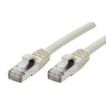 Exertis Connect Patchkabel Cat. 6A, S/FTP (PiMF), halogenfrei, mit Rastnasenschutz, grau, 0,3 m