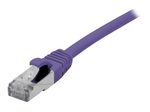 Exertis Connect Patchkabel Cat. 6A, S/FTP (PiMF), halogenfrei, mit Rastnasenschutz, violett, 0,3 m