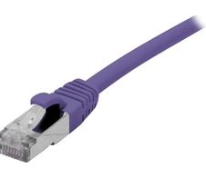 Exertis Connect Patchkabel Cat. 6A, S/FTP (PiMF), halogenfrei, mit Rastnasenschutz, violett, 0,3 m