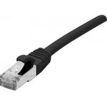 Exertis Connect Patchkabel Cat. 6A, S/FTP (PiMF), halogenfrei, mit Rastnasenschutz, schwarz, 0,15 m