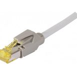 Tecline Patchkabel Cat. 6A (ISO/IEC), S/FTP, halogenfrei, mit Rastnasenschutz, grau, 5,0 m