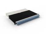 Patchbox patchbox.one Kabeleinzugssystem 8RU/STP (0,8 m) mit 24 Kassetten, Patchkabel Cat. 6a, U/FTP, PoE, Kabel blau