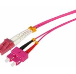 Tecline LWL Patchkabel HD, 50/125 µm, Multimode, OM4-Faser, LC Duplex Stecker / SC Duplex Stecker, erikaviolett, 15,0 m