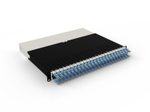 Patchbox patchbox.one Kabeleinzugssystem 8RU/UTP (0,8 m) mit 24 Kassetten, Patchkabel Cat. 6a, U/UTP, PoE++, Kabel blau