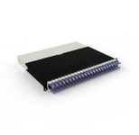 Patchbox patchbox.one Kabeleinzugssystem 8RU/STP (0,8 m) mit 24 Kassetten, Patchkabel Cat. 6a, U/FTP, PoE, Kabel violett