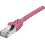 Exertis Connect Patchkabel Cat. 6A, S/FTP (PiMF), halogenfrei, mit Rastnasenschutz, rosa, 0,3 m