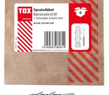 TOX BARRACUDA Dübel mit Schrauben 6 x 30 mm, 6 St.