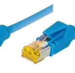 Tecline Patchkabel Cat. 6A (ISO/IEC), S/FTP, halogenfrei, mit Rastnasenschutz, blau, 0,3 m