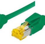 Tecline Patchkabel Cat. 6A (ISO/IEC), S/FTP, halogenfrei, mit Rastnasenschutz, grün, 0,3 m