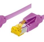 Tecline Patchkabel Cat. 6A (ISO/IEC), S/FTP, halogenfrei, mit Rastnasenschutz, erikaviolett, 0,3 m