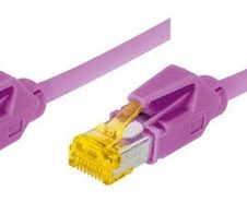 Tecline Patchkabel Cat. 6A (ISO/IEC), S/FTP, halogenfrei, mit Rastnasenschutz, erikaviolett, 0,3 m