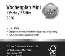 CHRONOPLAN Kalendereinlage Wochenplan Mini 2026