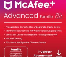 McAfee+ Advanced - Family - Abonnement-Lizenz (1 Jahr) - Download - Win, Mac, Android, iOS - Deutsch - R