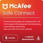 McAfee Safe Connect Premium - Abonnement-Lizenz (1 Jahr) - 5 Peripheriegeräte - Download - ESD - Win, Android, iOS