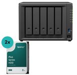 Synology DiskStation DS1525+ 5 Einschübe NAS-Server Leergehäuse (DS1525+) + 2x Synology Plus 3.5" SATA 6Gb/s Festplatte 8 TB