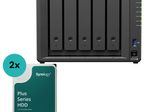 Synology DiskStation DS1525+ 5 Einschübe NAS-Server Leergehäuse (DS1525+) + 2x Synology Plus 3.5" SATA 6Gb/s Festplatte 12 TB