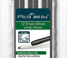Pica Big Dry Steinnhauer Bleistiftminen für Zimmermannsbleistift mit Druckmechanismus 2.0 - 5.0 mm graphite