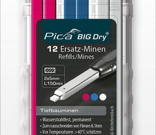 Pica Big Dry Tiefbau 6040 Ersatzminen für Tieflochmarker-Bleistift farbsortiert