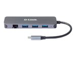 D-Link DUB-2334, 5-in-1 USB-C Hub mit Gigabit Ethernet/Power Delivery
