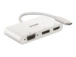 D-Link DUB-V310, USB-C 3-Port Video Adapter mit HDMI & Displayport & VGA