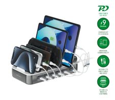 4smarts Ladestation Team 100W 5C/1A inkl. 6 Kabel, spacegrau