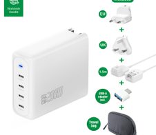 4smarts Ladegerät GaN Flex Pro 200W 4 USB-C weiß, Travel Edition