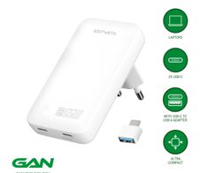 4smarts Netzladegerät FlatPlug Slim Dual 65W GaN 2C, weiß