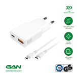 4smarts Netzladegerät PDPlug Slim Duos 20W GaN 1C+1A  und USB-C Kabel 1,5m, weiß