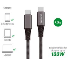 4smarts USB-C auf USB-C Kabel PremiumCord 100W 1,5m schwarz