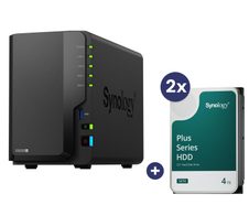 Synology DiskStation DS225+ 2 Einschübe NAS-Server Leergehäuse + 2x Synology Plus 3.5" SATA 6Gb/s Festplatte 4 TB
