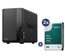 Synology DiskStation DS225+ 2 Einschübe NAS-Server Leergehäuse + 2x Synology Plus 3.5" SATA 6Gb/s Festplatte 8 TB
