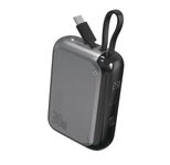 4smarts Powerbank Pocket mit integriertem USB-C Kabel (10000 mAh, 30W), spacegrau