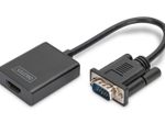 Digitus VGA auf HDMI Konverter + Audio (3,5mm) Full HD (1080p), Kabeltyp (15 cm), schwarz