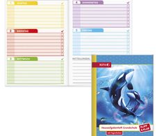 ROTH Hausaufgabenheft Klipp & Klar Orcas liniert DIN A5 96 Blätter