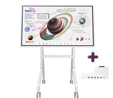 Samsung Flip Pro WM65B Flipchart 165 cm 65 Zoll + Pro Tray + Neomounts MOVE Go Flip FL50-515WH1 rotierbarer Rollwagen