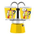 Bialetti Mini Express - Espressokocher-Set - gelb + 2 Becher in Roy Lichtenstein-Design