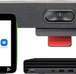 Poly Studio Zoom-Rooms-Bundle für kleine Räume: Studio R30 USB-Videobar und HP PC mit TC10