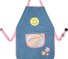 BRUNNEN Mädchen Kinder Malschürze Happy Hippie blau Einheitsgröße