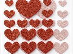 folia Moosgummi Glitter-Sticker HEARTS LOVE rot, hellrosa