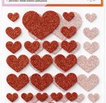 folia Moosgummi Glitter-Sticker HEARTS LOVE rot, hellrosa