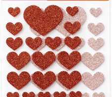 folia Moosgummi Glitter-Sticker HEARTS LOVE rot, hellrosa