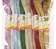 folia Garn METALLIC zum Sticken, 1 mm x  8 m, mehrfarbig