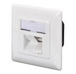 Digitus CAT 6A Klasse EA Anschlussdose, geschirmt, 2x RJ45 LSA, reinweiß, Aufputz, vertikale Kabelinstall.