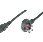 Digitus Netzanschlusskabel, UK Stecker, 90ø gewinkel - C13 St/Bu, 1.8m, H05VV-F3G 0,75qmm, Sicherung 5A, sw