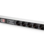 Digitus Steckdosenleiste mit Aluminiumprofil und Schalter, Überspannungsschutz, integrierter Netzfilter, 5-fach Schutzkontaktsteckdose, 2 m Zuleitung